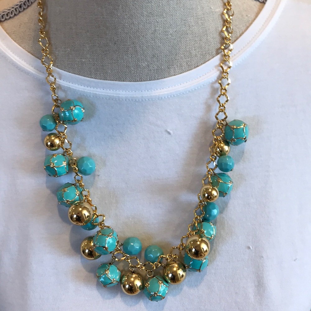 Kate Spade blue gold statement necklace. Gorgeous